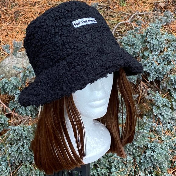 Fisherman Wig Hat, Hair Attached  ,  Winter Hat , OS, Black - Picture 4 of 7